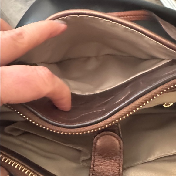 Coach Peyton Tote Satchel F24607 Metallic Bronze C Embossed Leather 2 Hang Tags - Picture 15 of 16